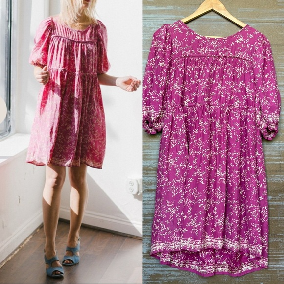 Natalie Martin Haley Dress 100% Silk Pink Floral Tassel Boho Preppy Womens XS - Picture 1 of 8